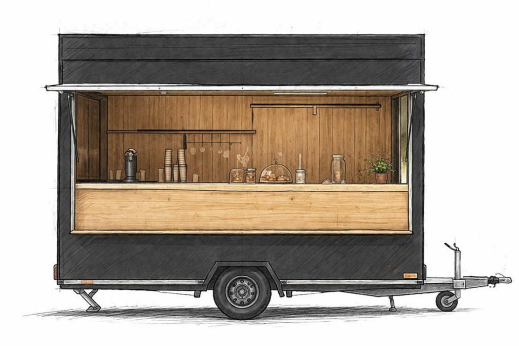 Skizze der Trailer-Bar ZIEHBAR